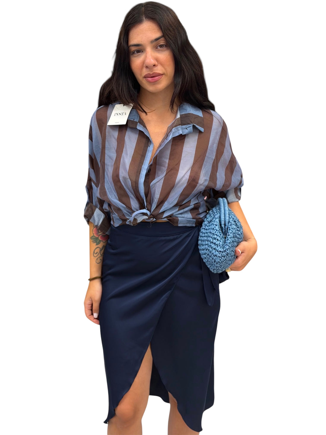 Gonna pareo in raso midi - 5108