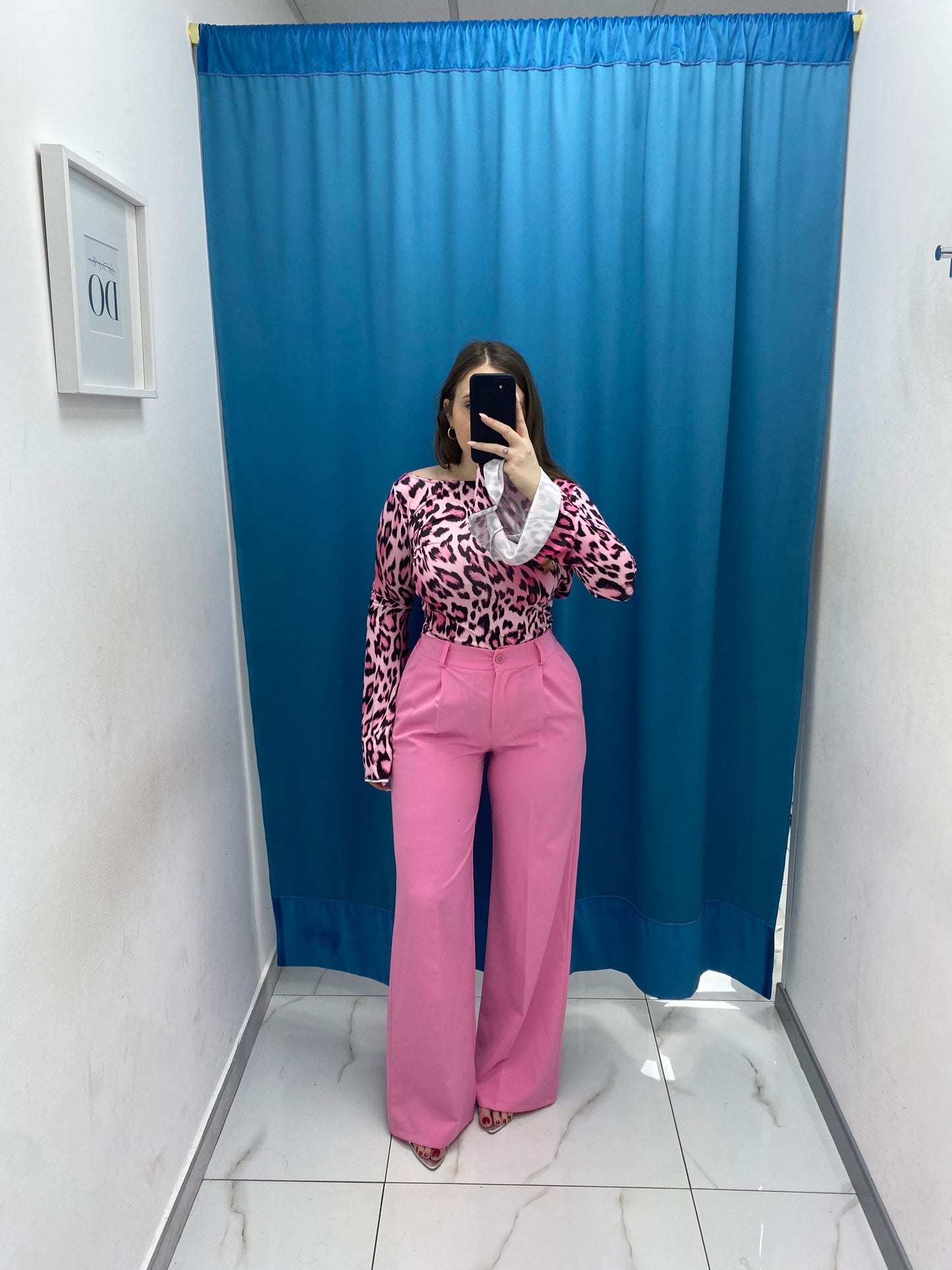 Tailleur giacca crop e pantalone fucsia 38411