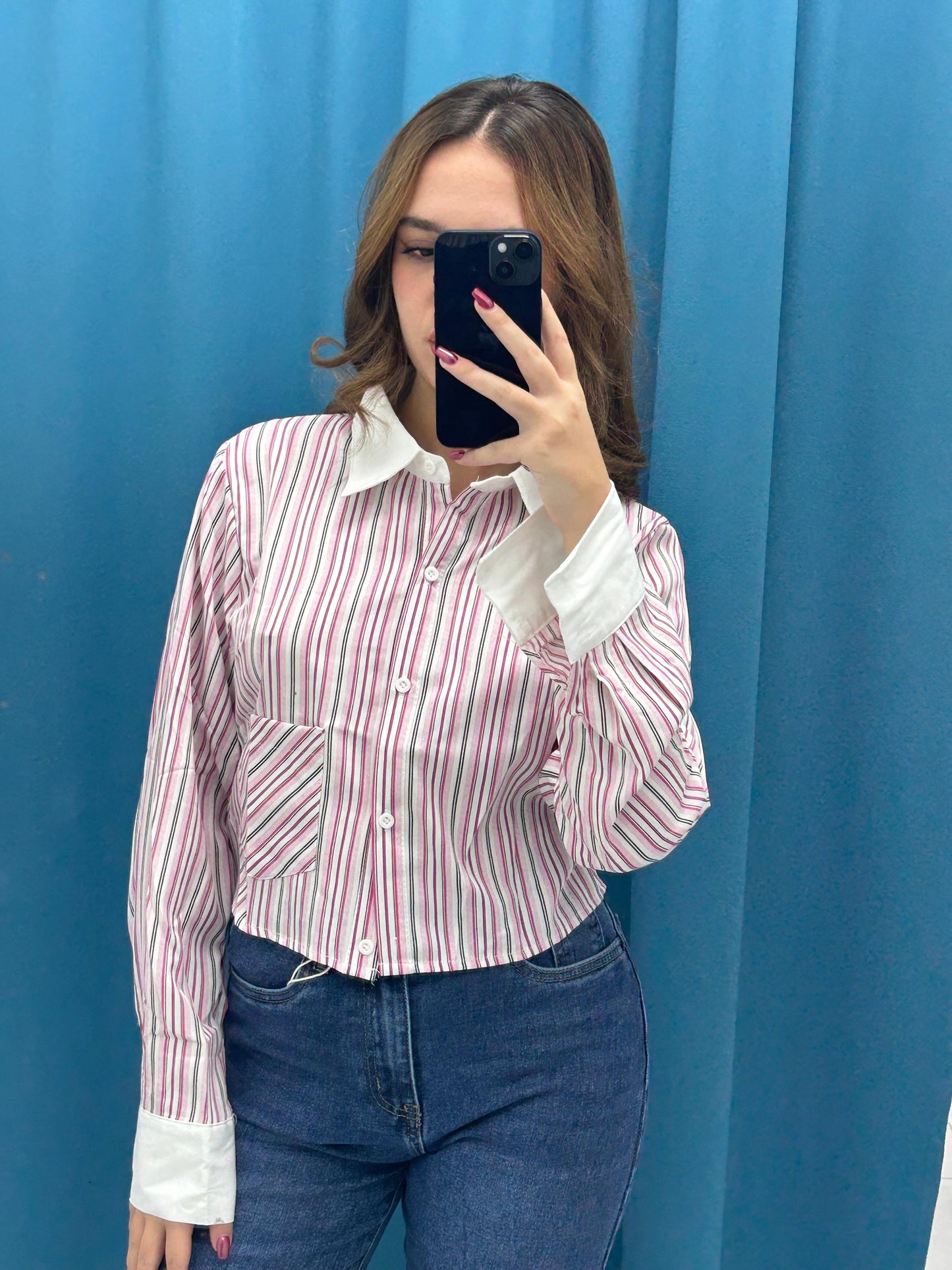 Camicia a righe con polsino 50818