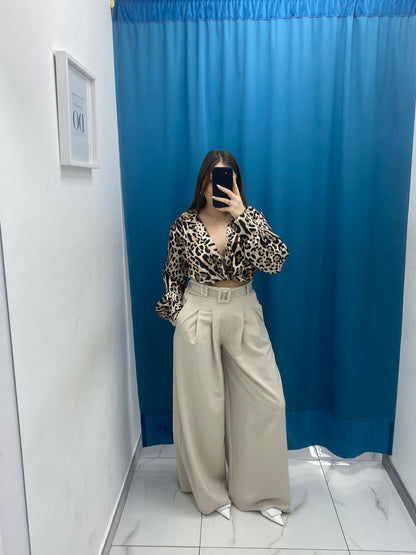 Pantalone wide leg con cintura 18065