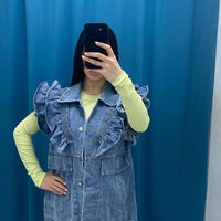 Gilet in denim con rouches 8383