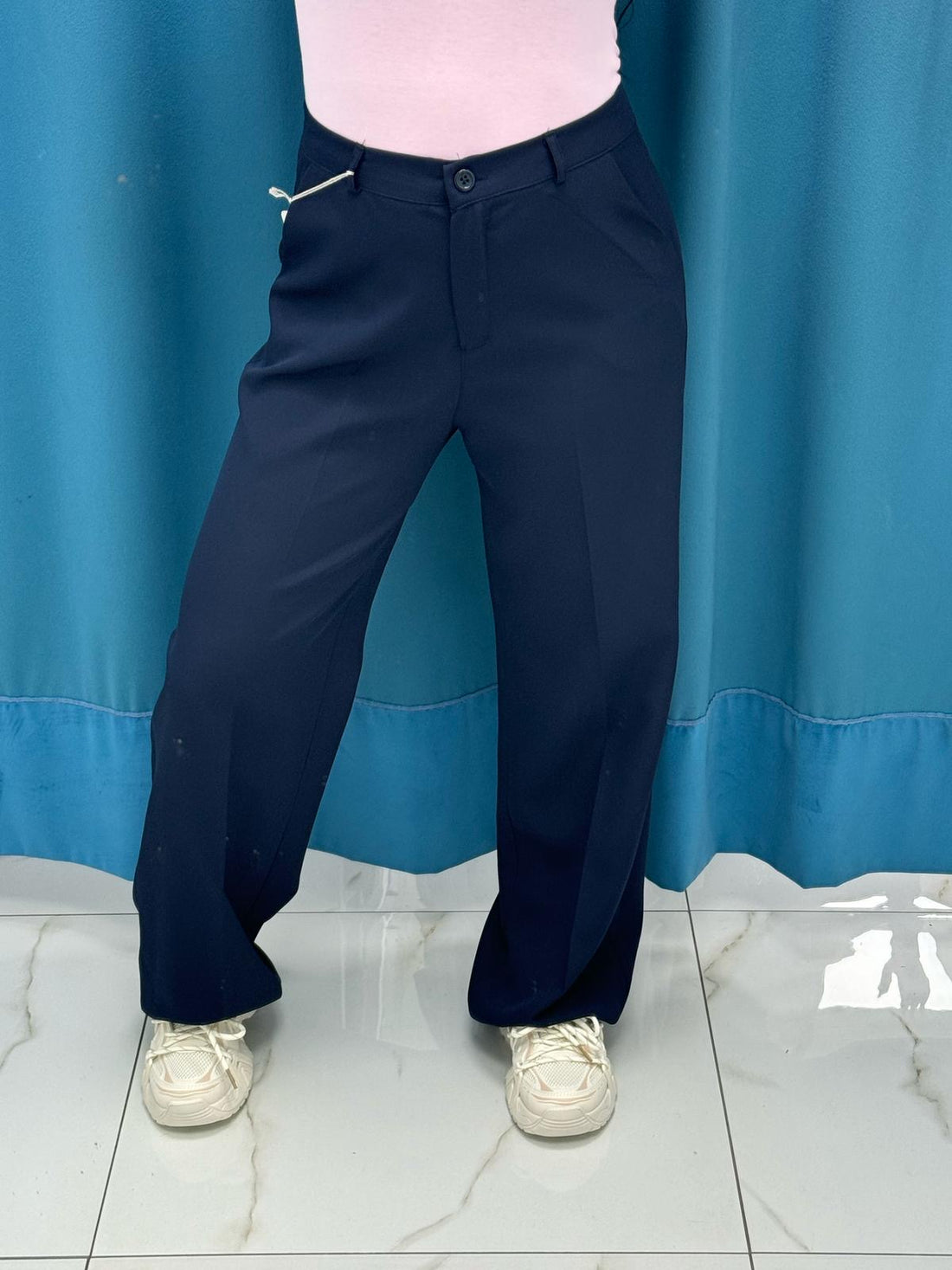 Pantalone wide leg blu 11938
