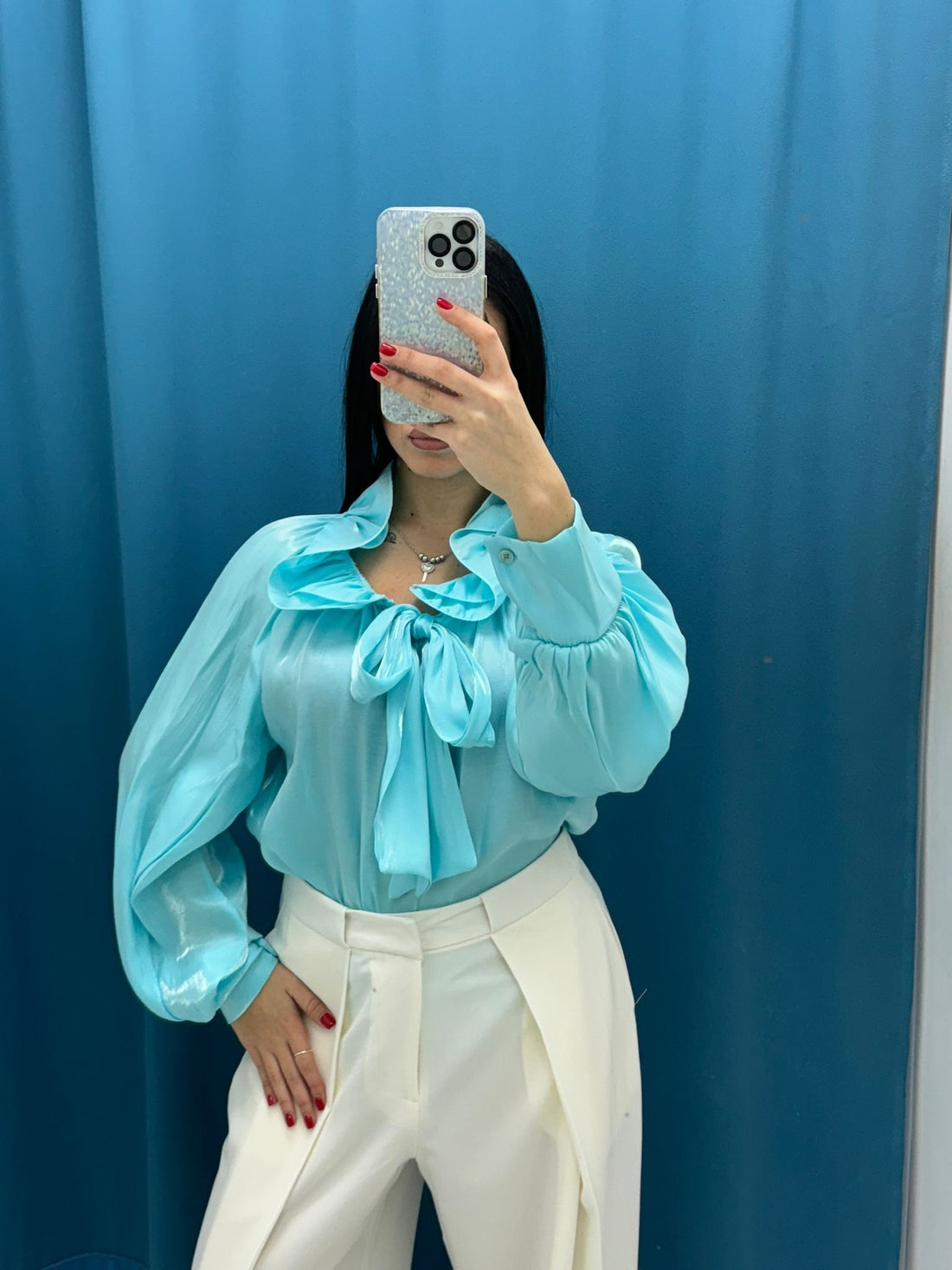 Camicia con colletto rouches 3612
