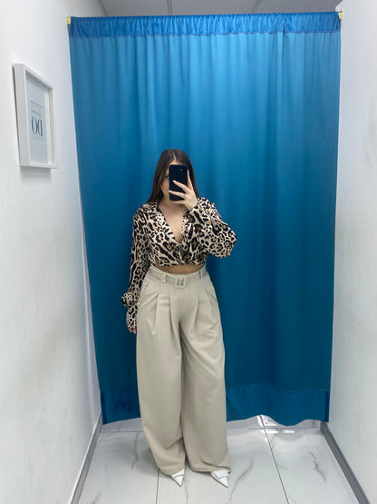 Pantalone wide leg con cintura 18065