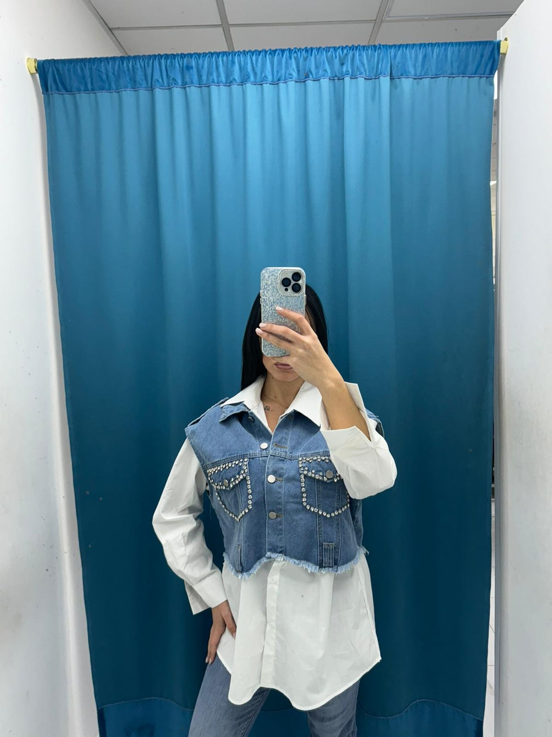Camicia con gilet in denim 0648
