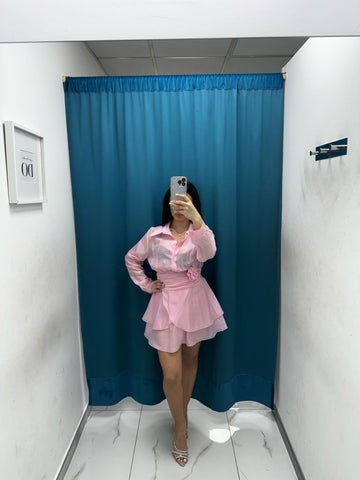 Vestito balze con rosa 26592