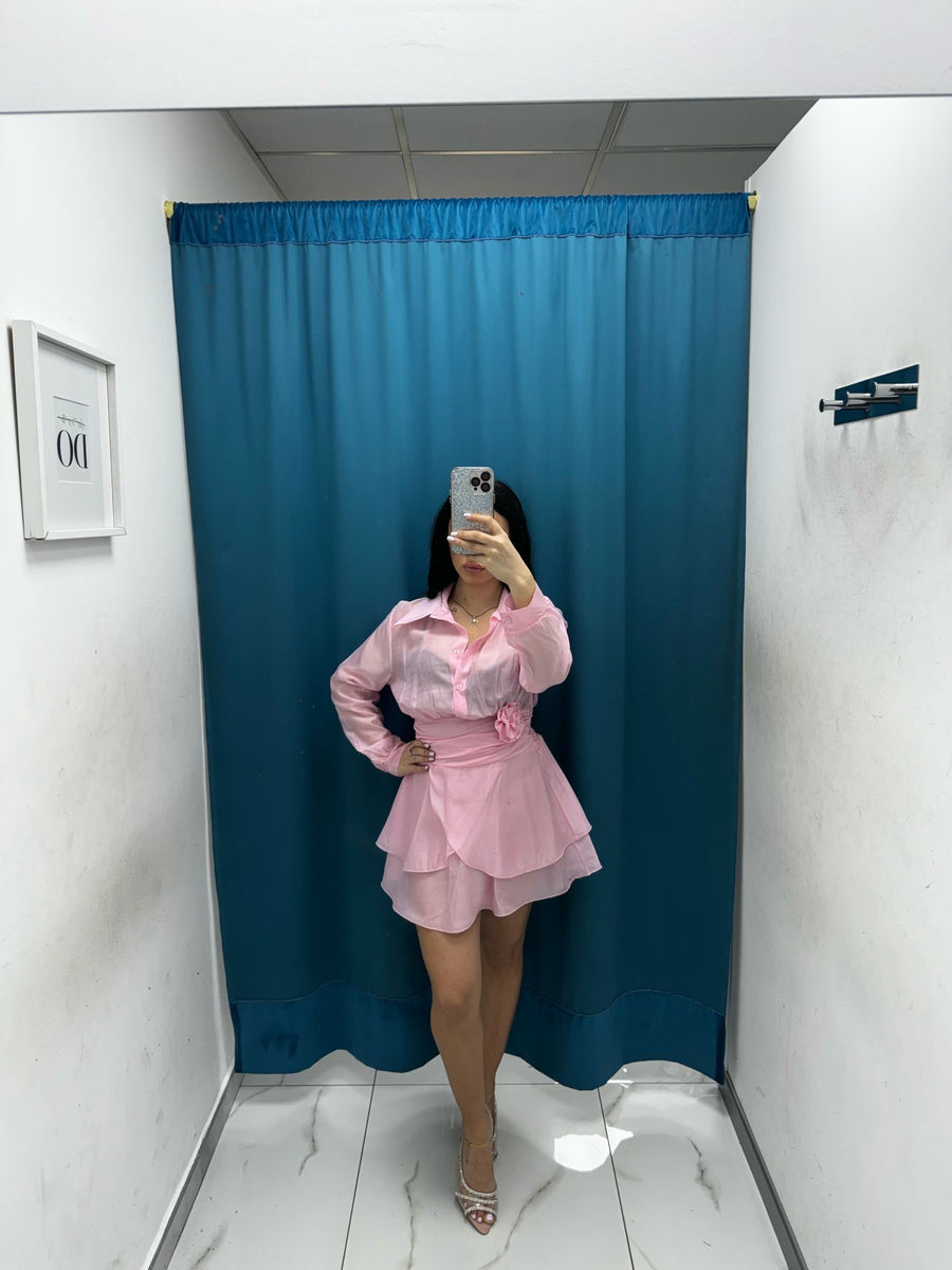 Vestito balze con rosa 26592