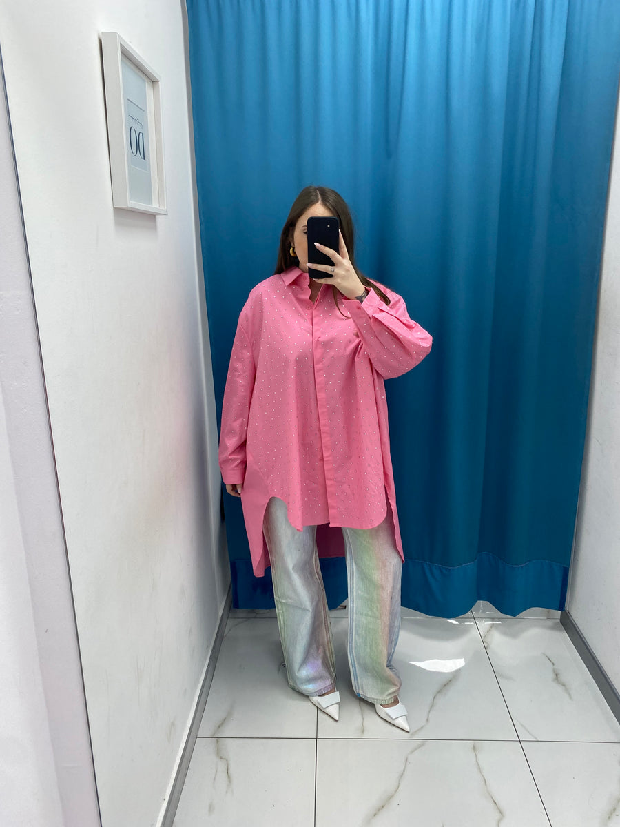 Camicia oversize con brillantini 18039