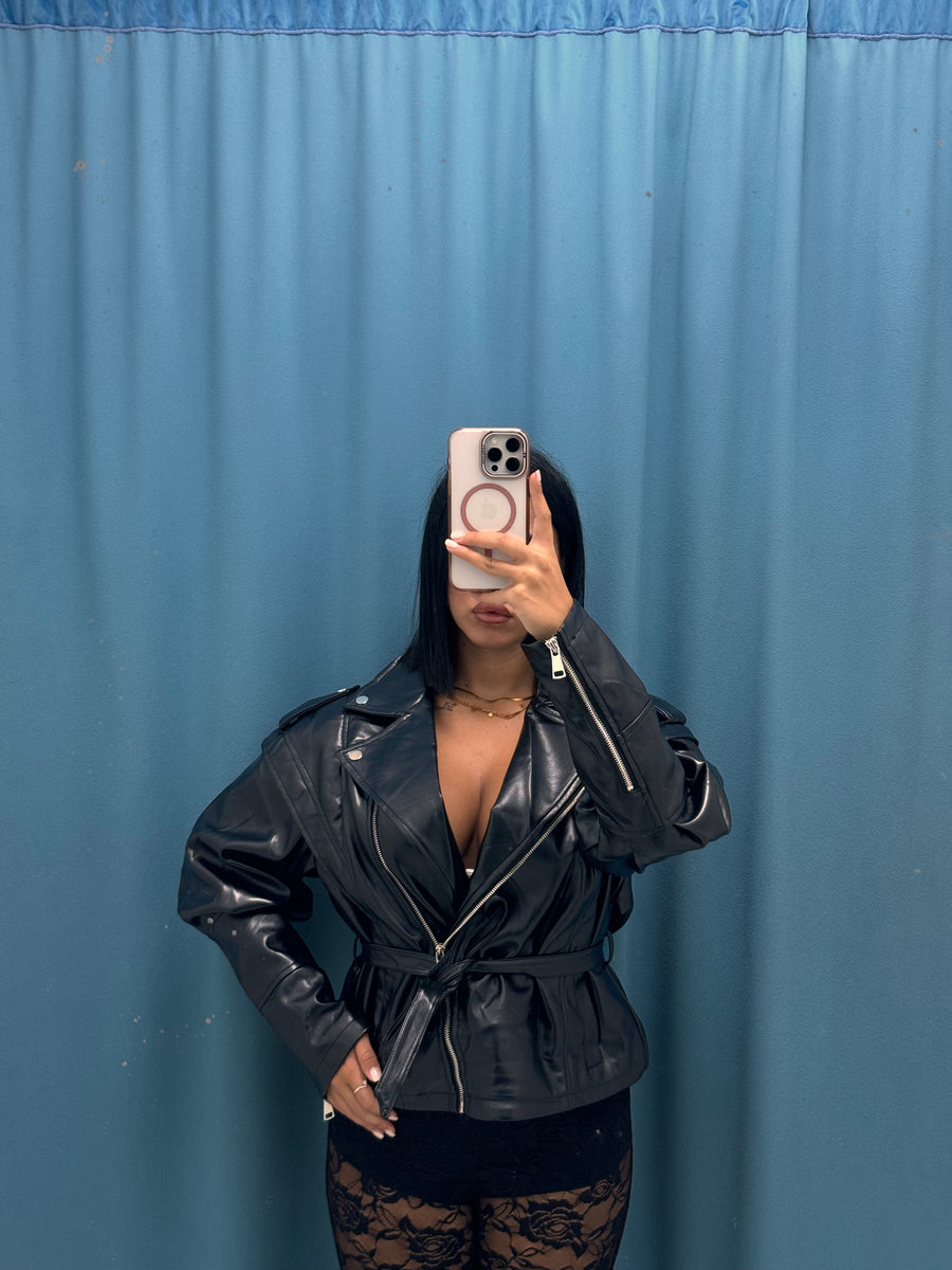 VITELLO — Giubbino Lucido con Cintura-6673