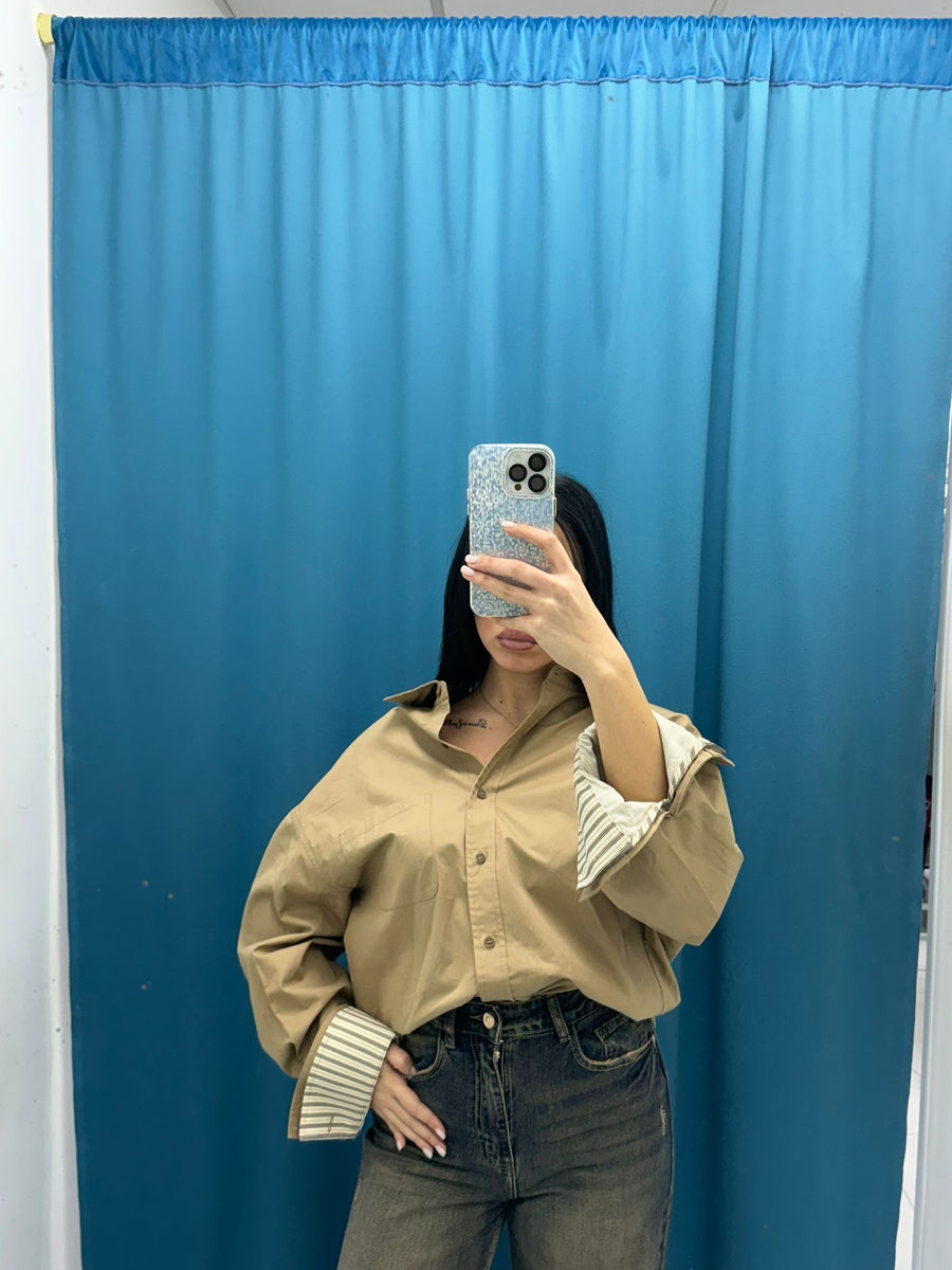 Giacca oversize beige Lumina 24091