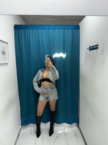 Shorts denim grigio 6380