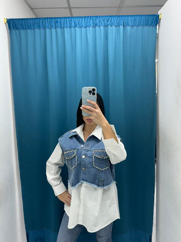 Camicia con gilet in denim 0648
