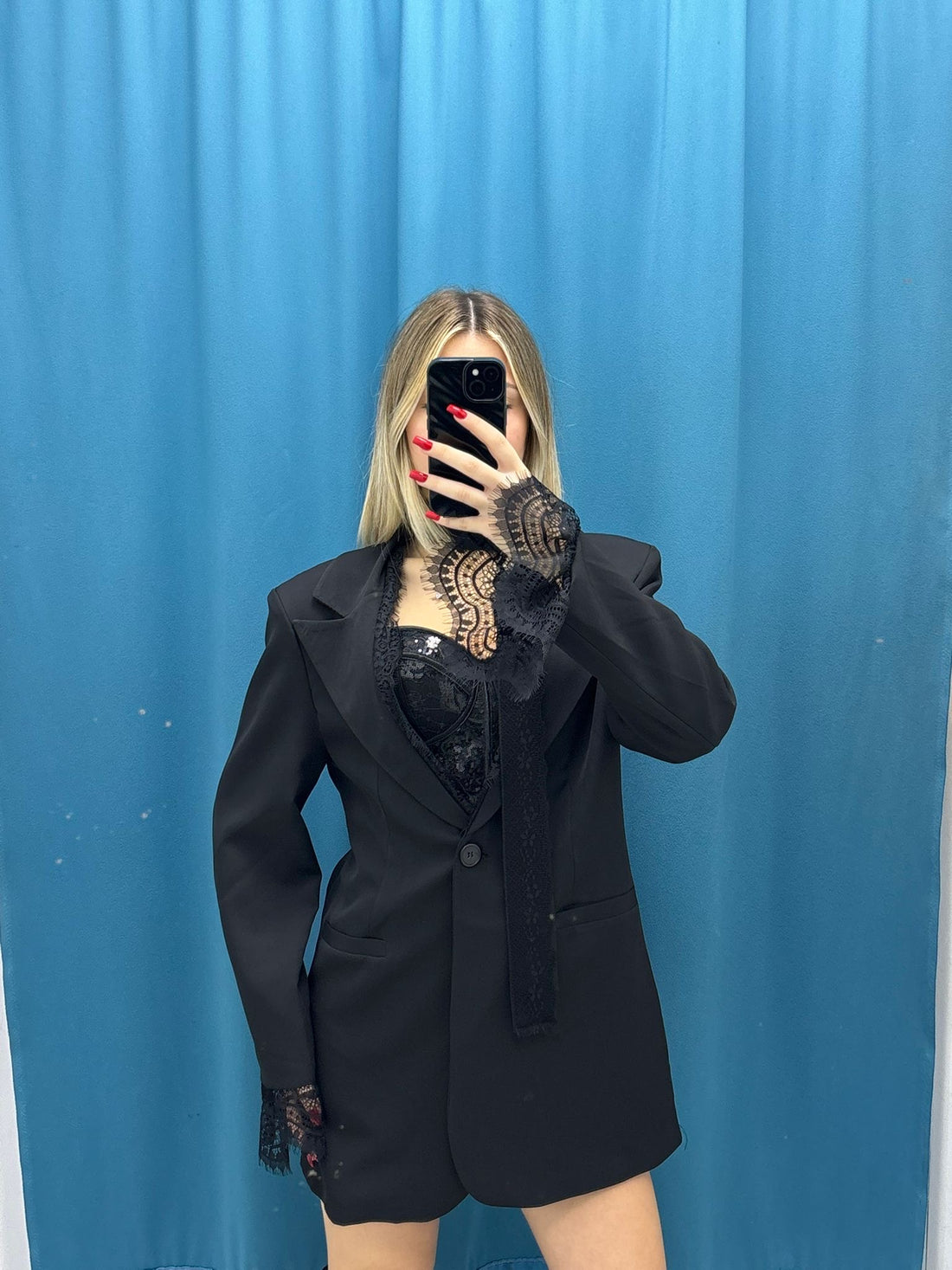 Blazer Nero Lace Elegance-25180
