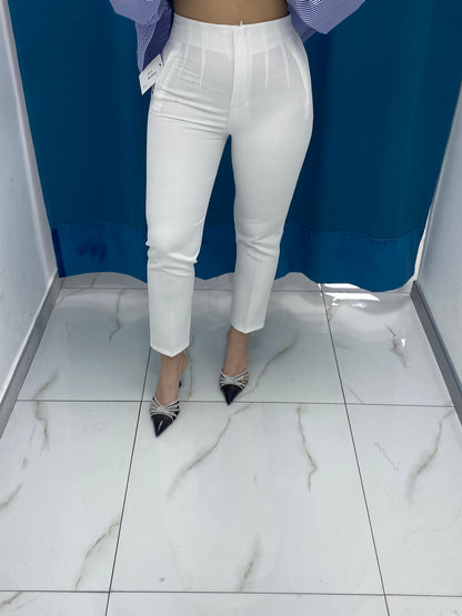 Pantalone slim fit bianco 8870