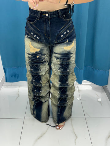 Jeans Wide Leg con Frange-22101