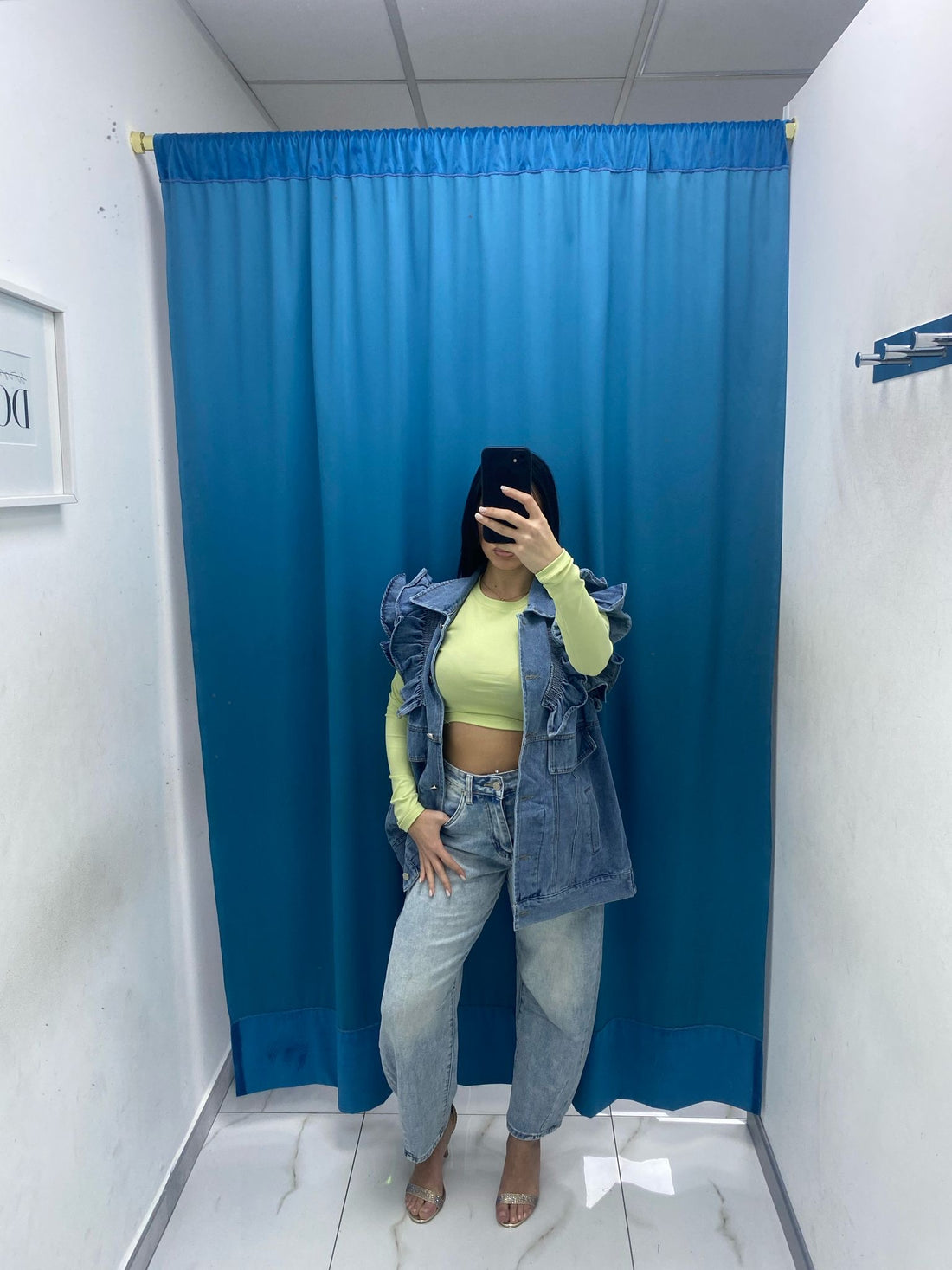 Gilet in denim con rouches 8383