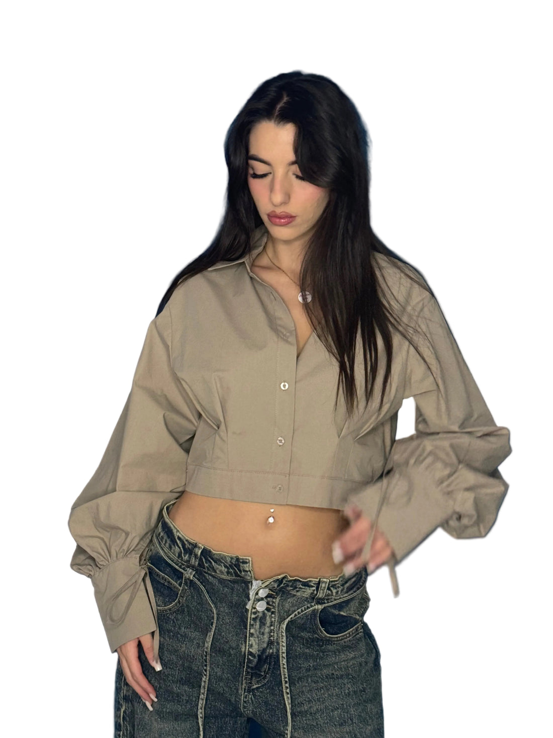 Camicia Cropped "Chloe Tie"-065