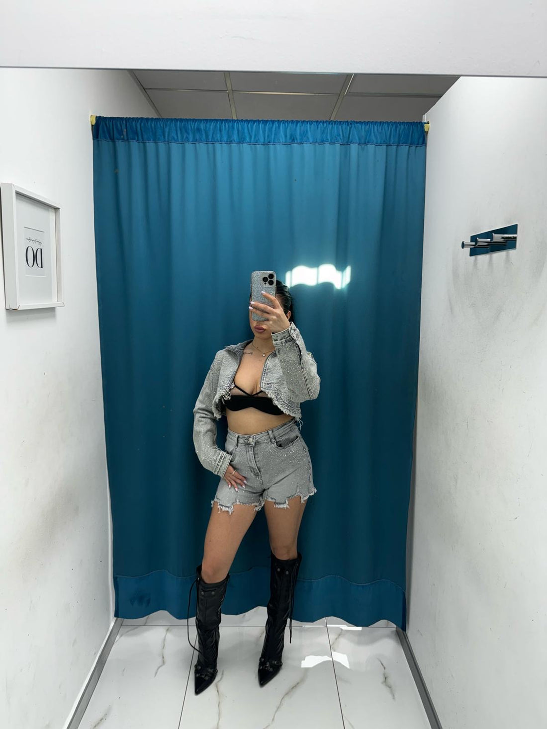 Shorts denim grigio 6380