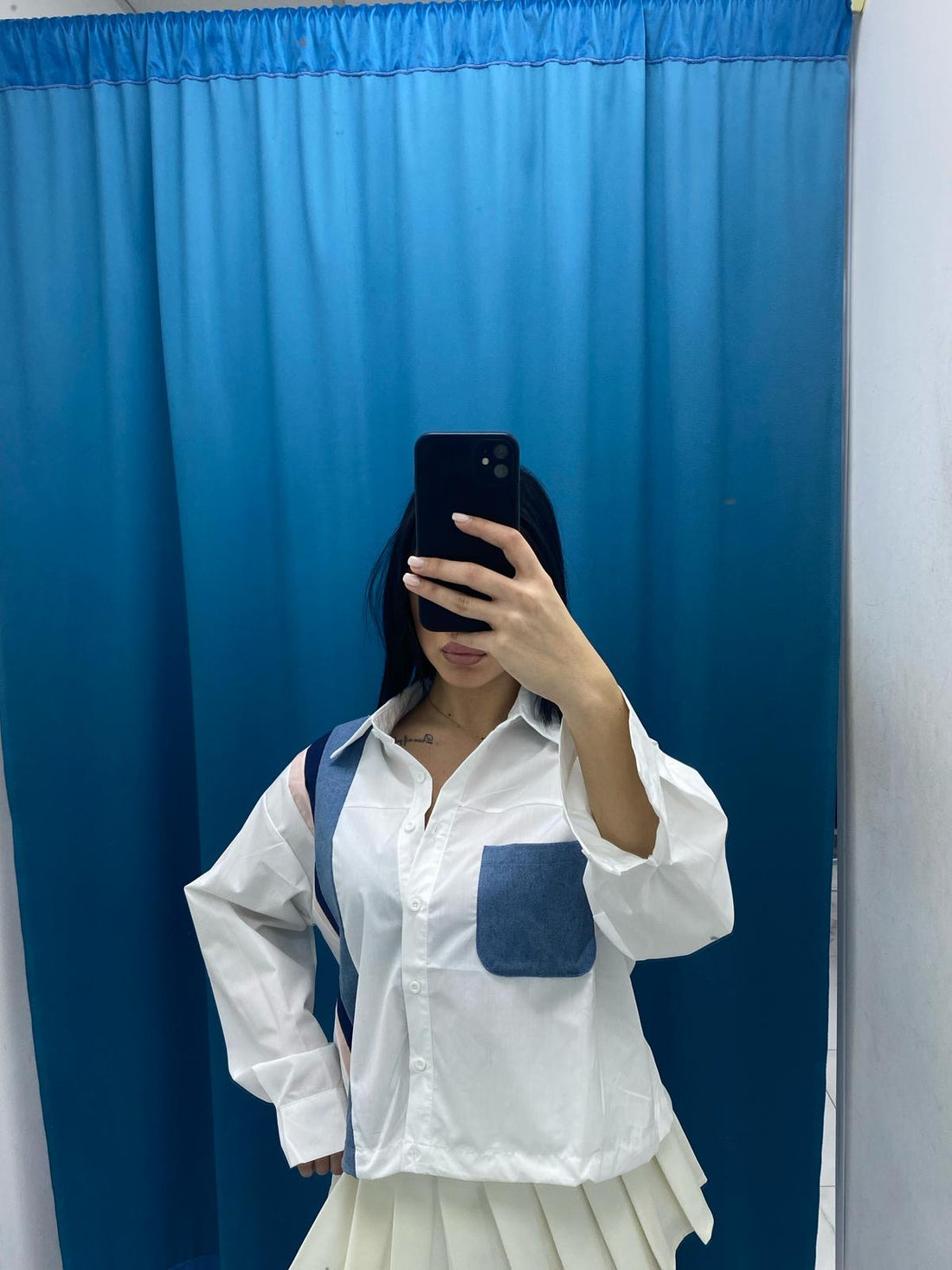 Camicia con dettagli in denim 9305