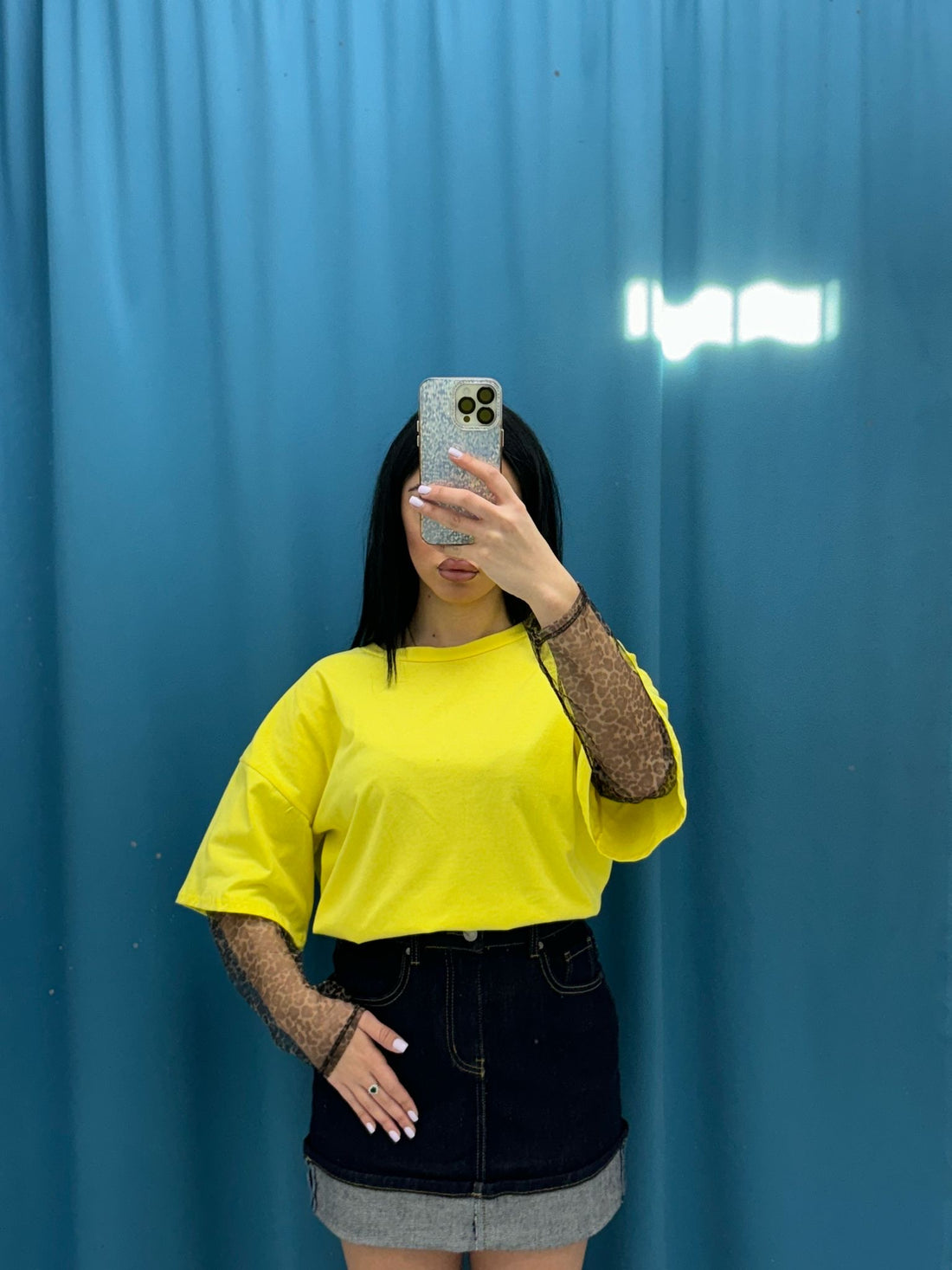 T-shirt con manica leopardata 36926