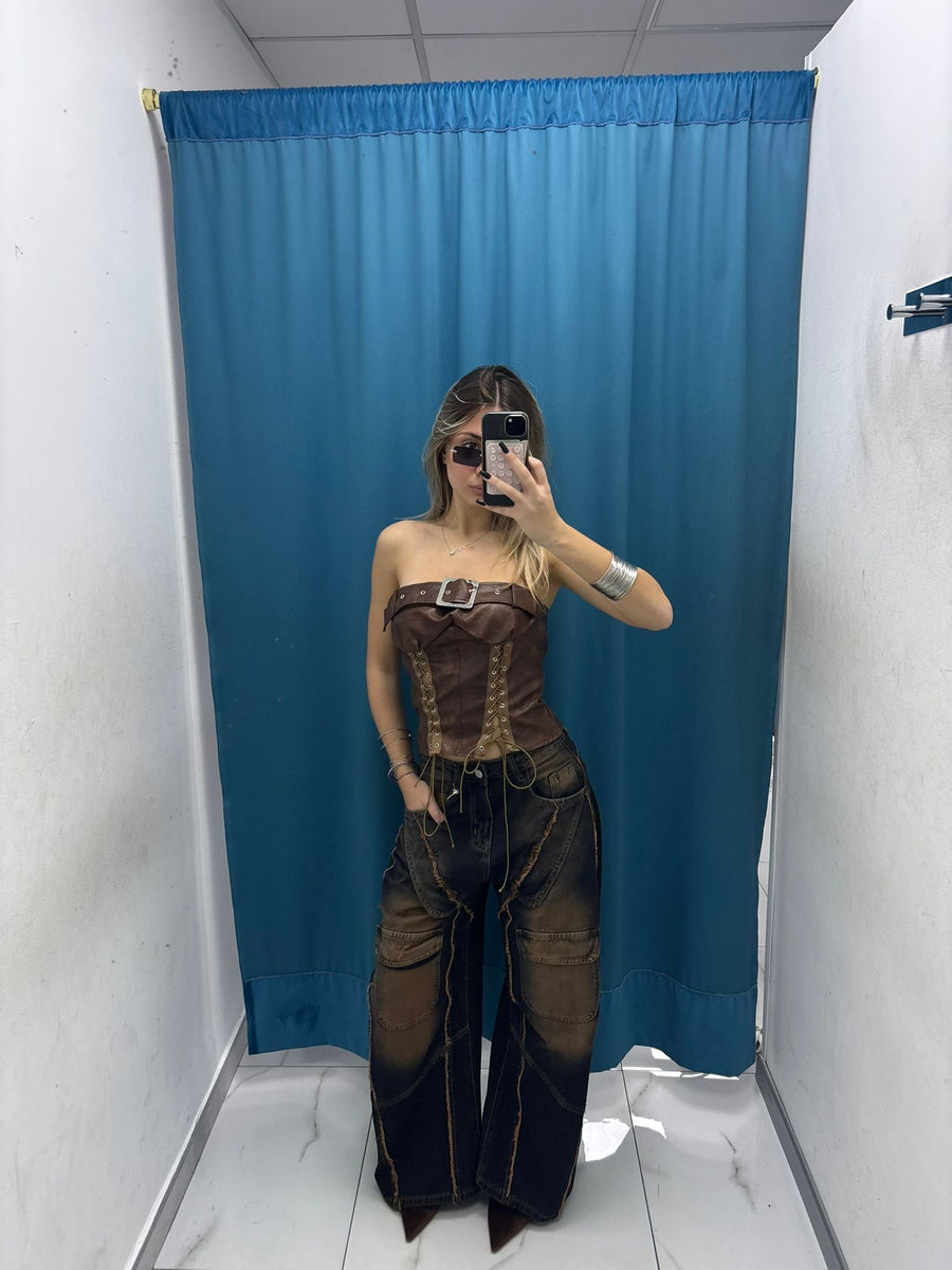 Jeans “Cognac Knee Patch” 93068