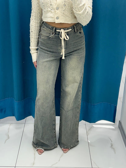 Jeans wide leg sabbiato 8413