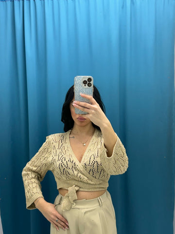 Blusa crochet beige 2430