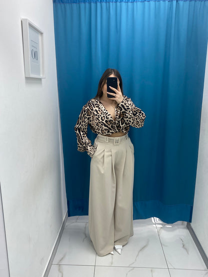 Pantalone wide leg con cintura 18065