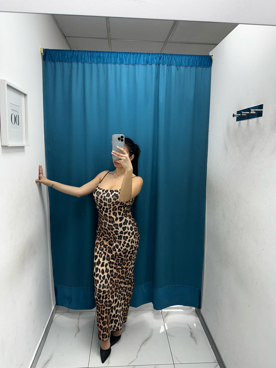 Vestito lungo leopardato 10441