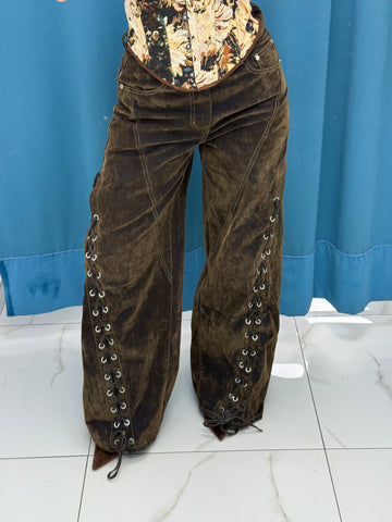 TERRA LACE-Jeans in Velluto con Lacci-6633