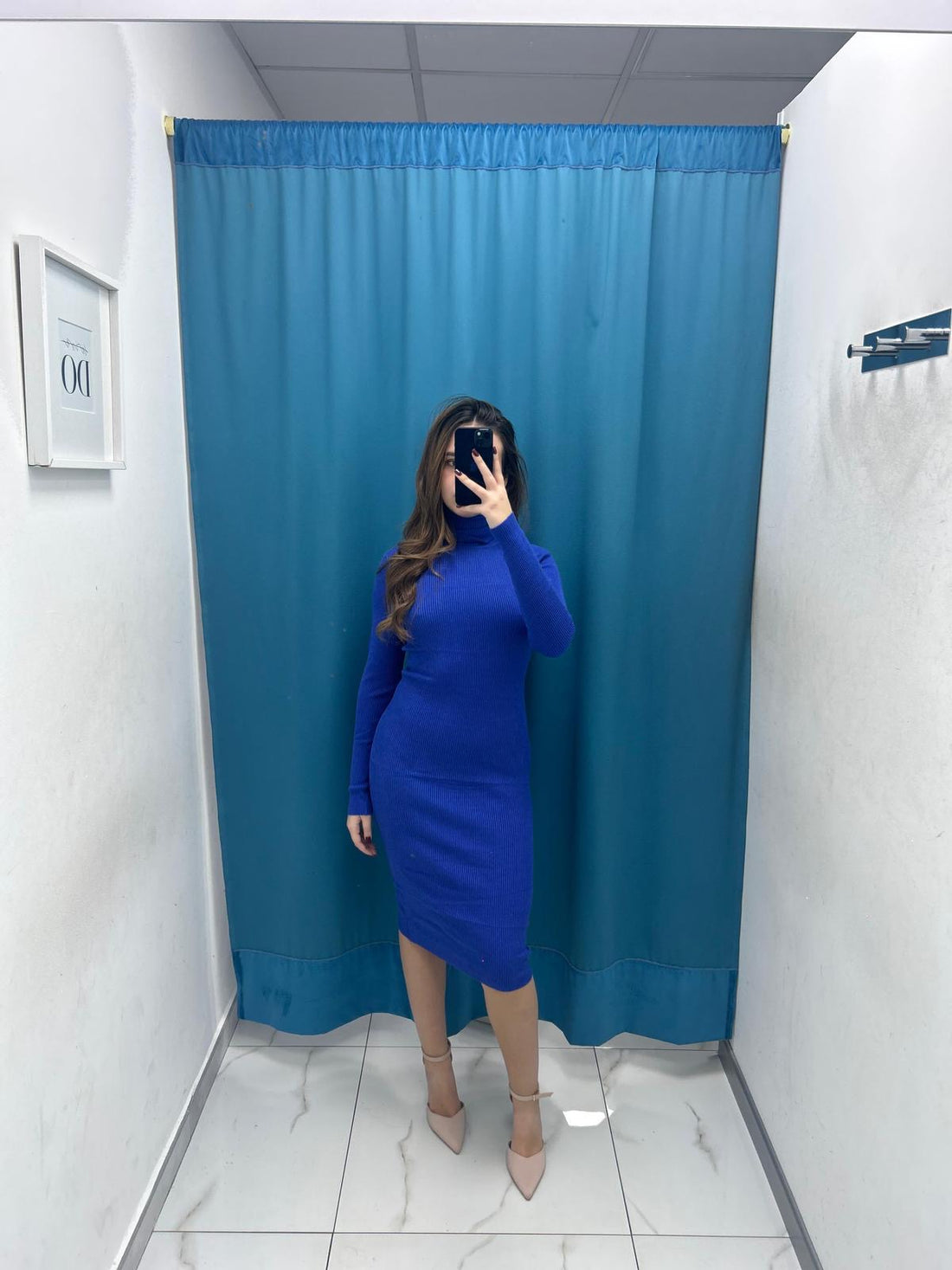 Vestito a costine con collo alto 8150