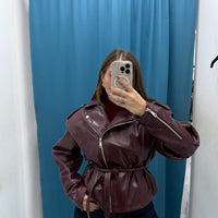 VITELLO — Giubbino Lucido con Cintura-6673