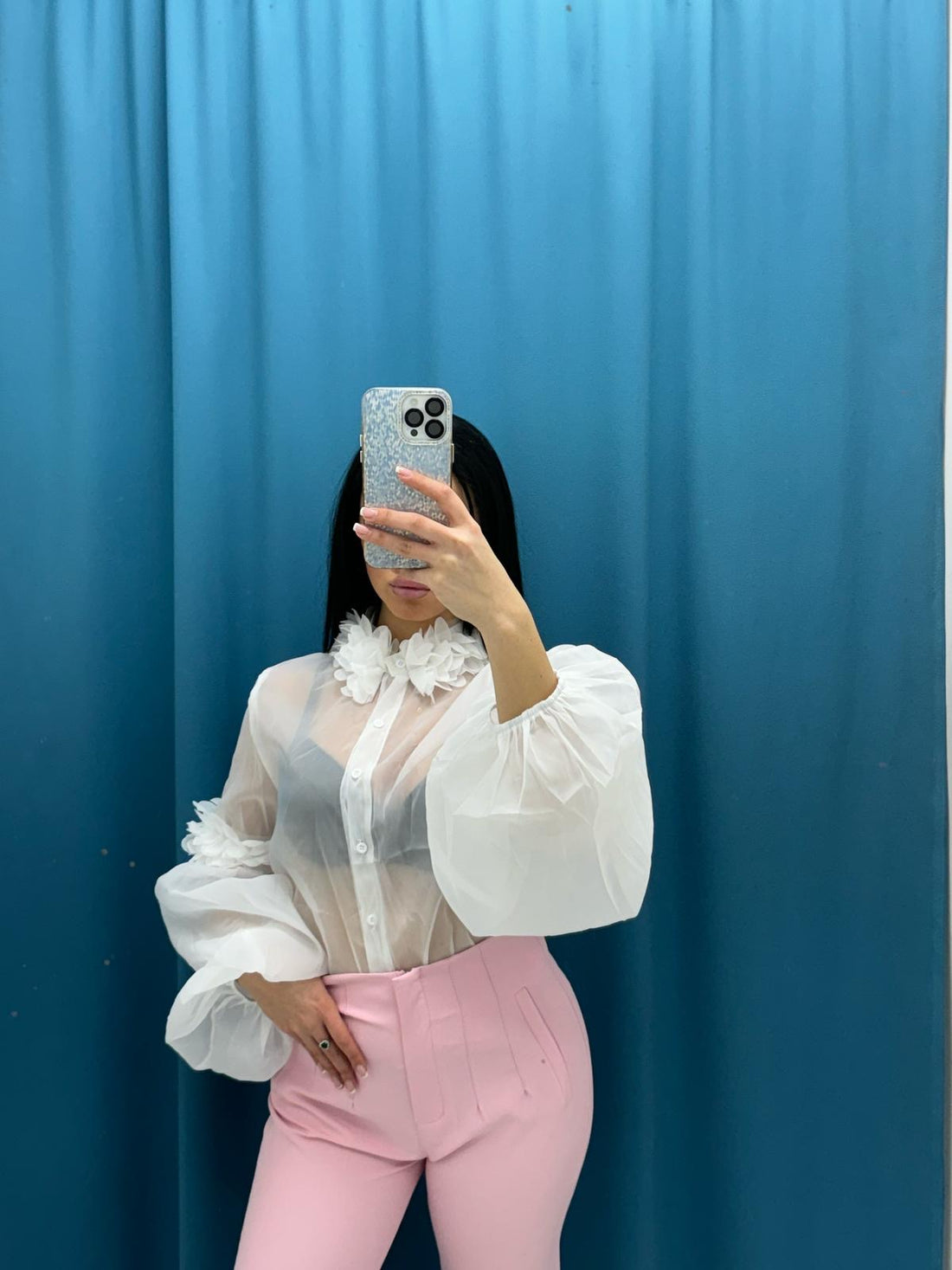 Camicia velata con dettaglio 9821