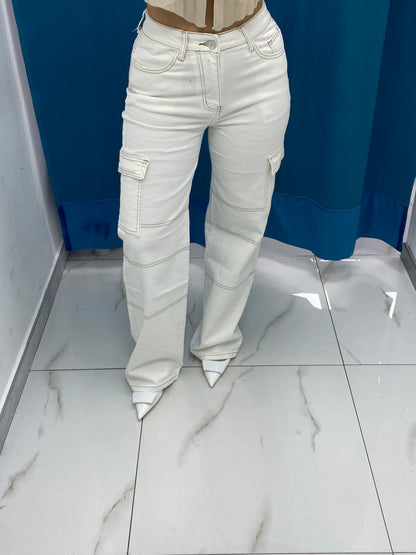 Jeans cargo bianco 90711