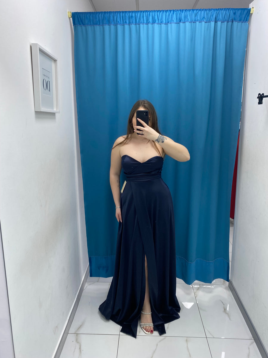 Vestito a fascia lungo raso 23638