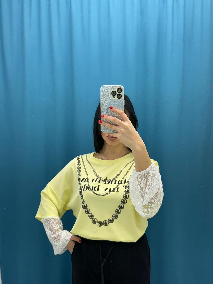 T-shirt con manica ricamata 8096