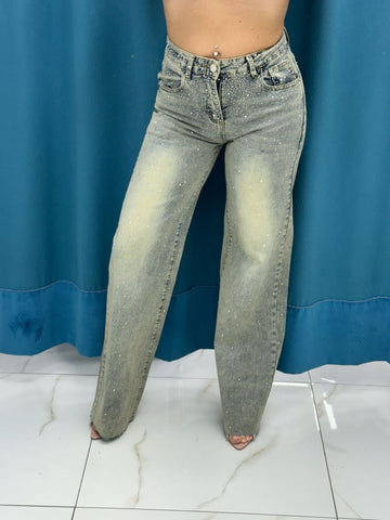 Jeans wide leg brillantini 21106
