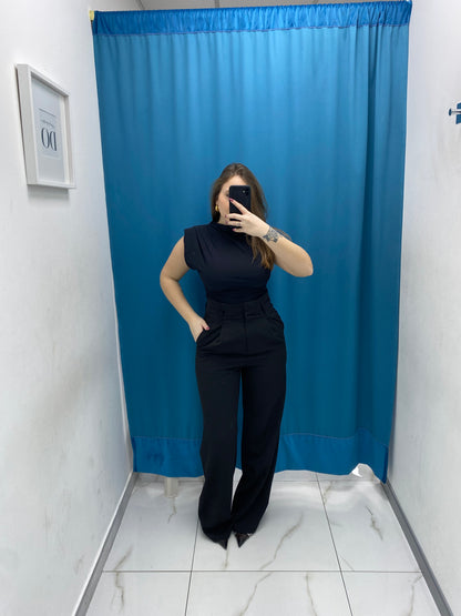 Pantalone vita alta full length nero