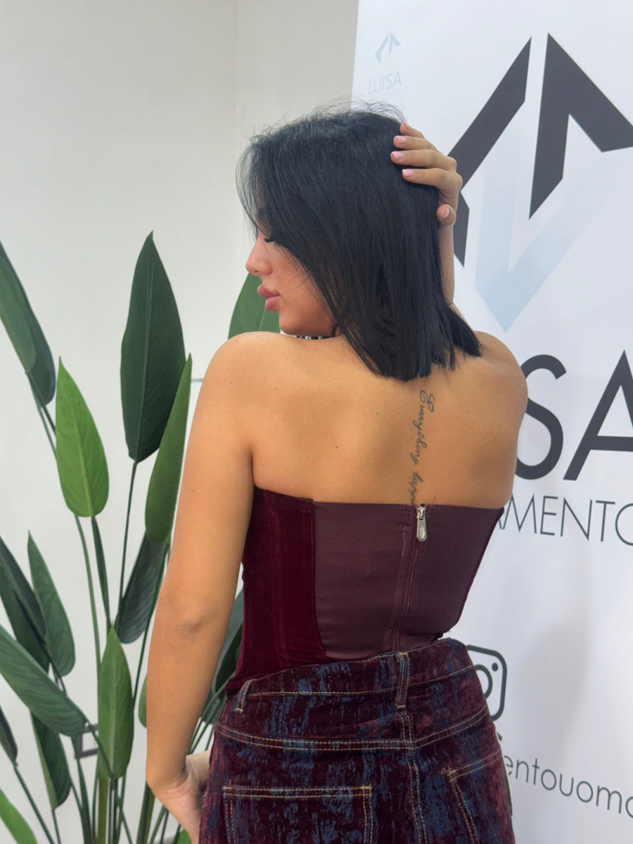 Crimson Velvet Corset - 6030