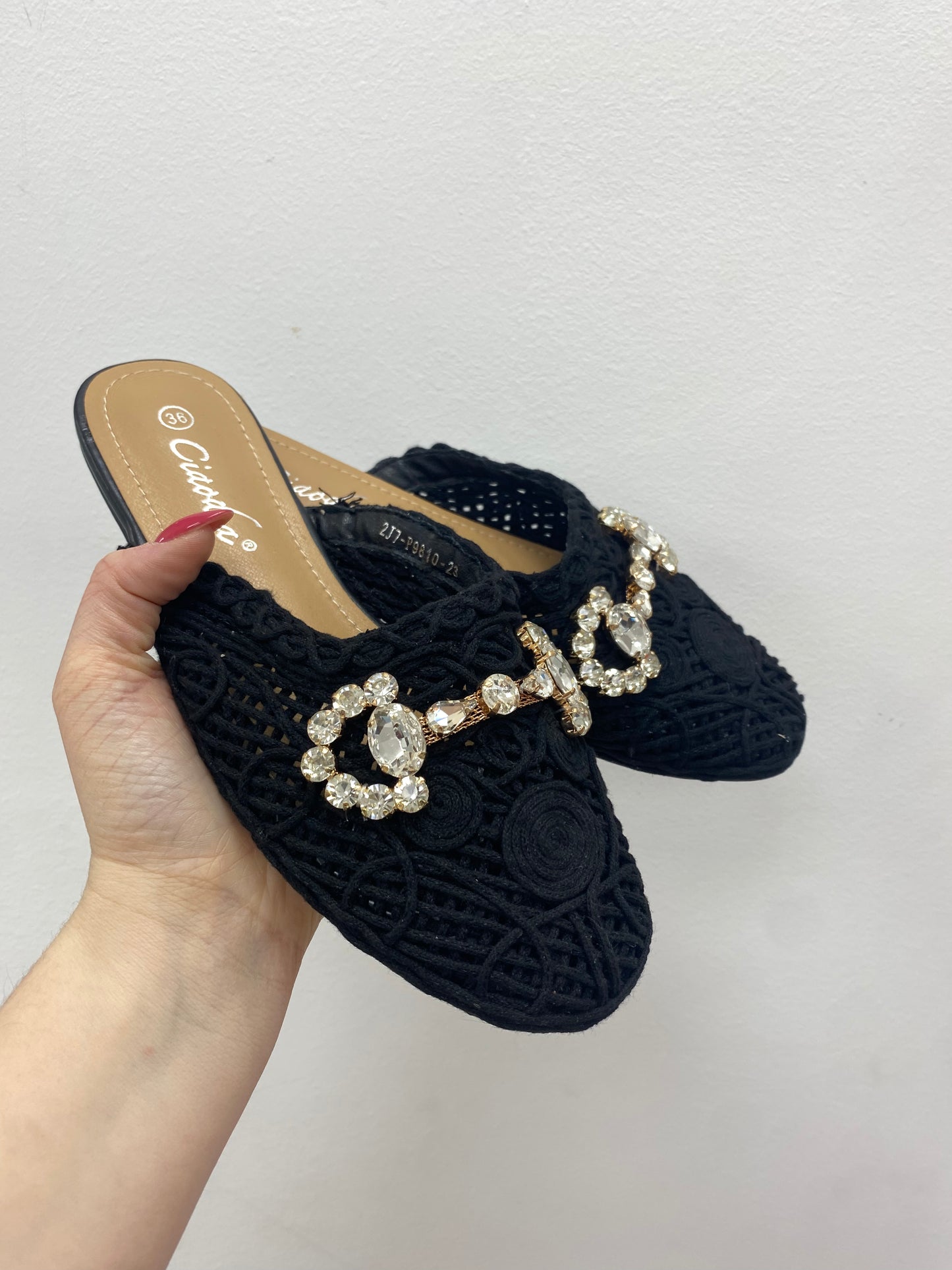 Slippers crochet nero