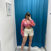 Shorts con cintura panna
