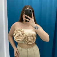 Top con rose beige