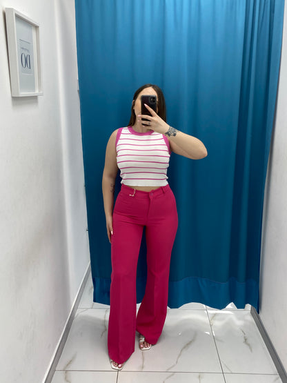 Pantalone a zampa fucsia