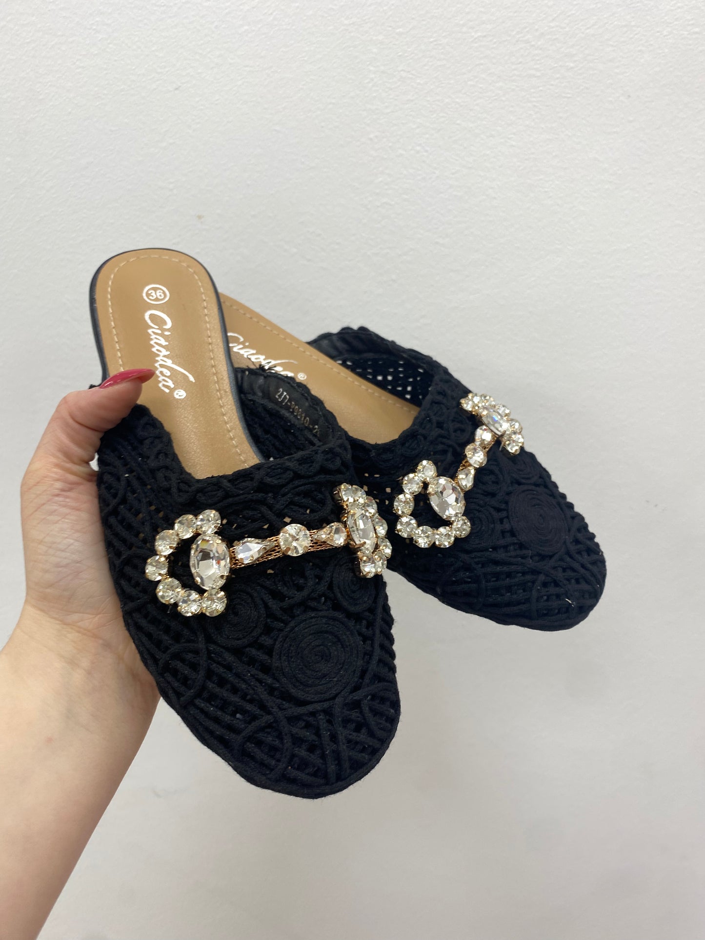 Slippers crochet nero