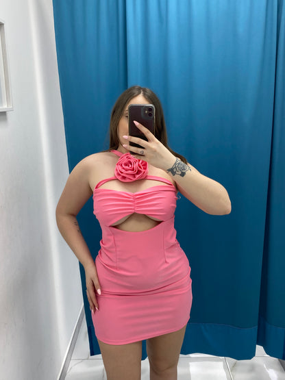 Vestito con rosa