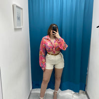 Shorts con cintura panna