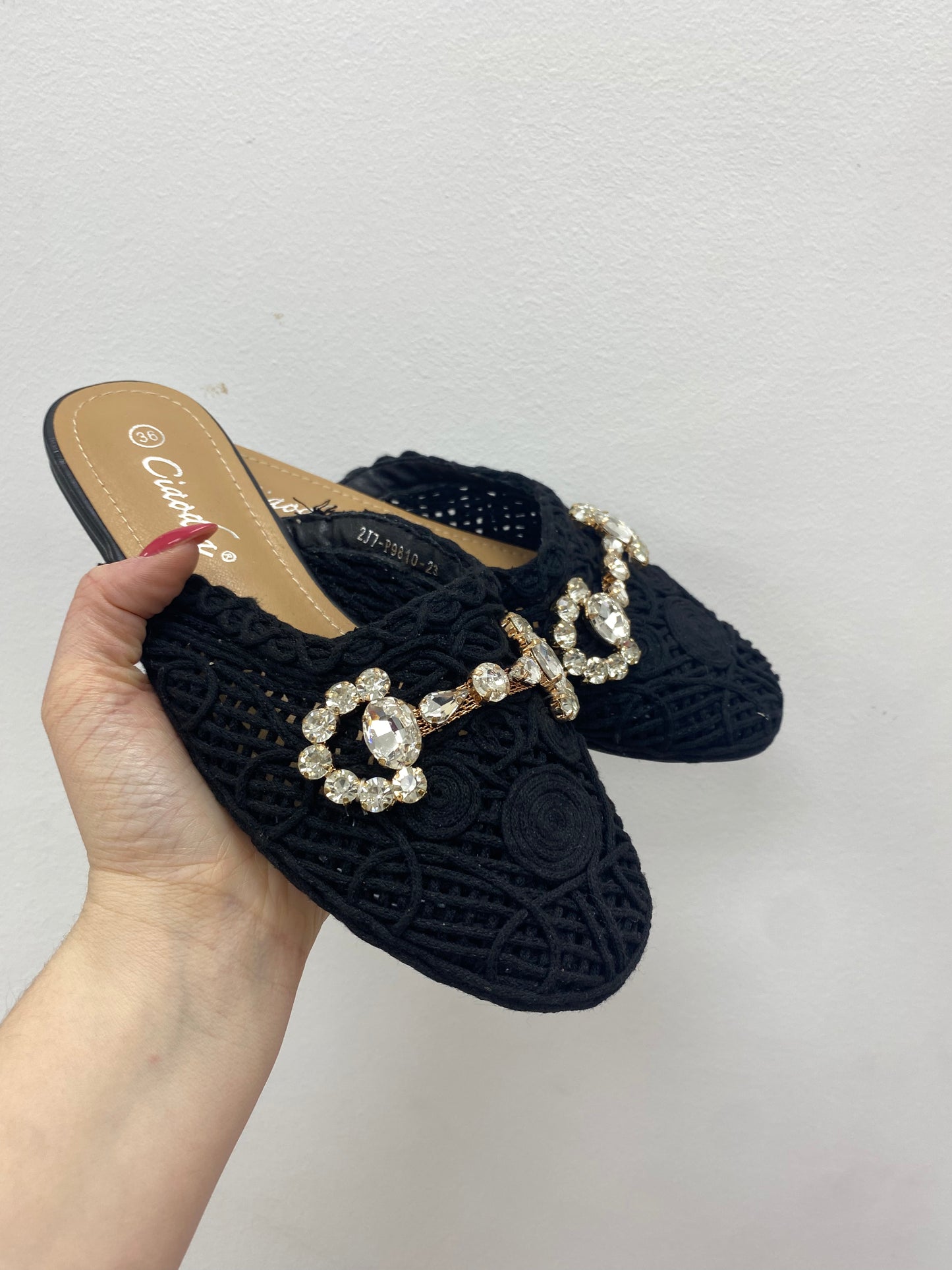 Slippers crochet nero