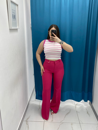 Pantalone a zampa fucsia