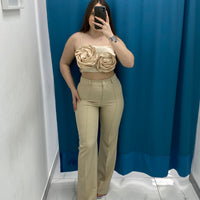 Top con rose beige