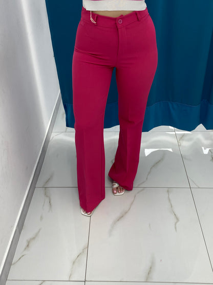 Pantalone a zampa fucsia